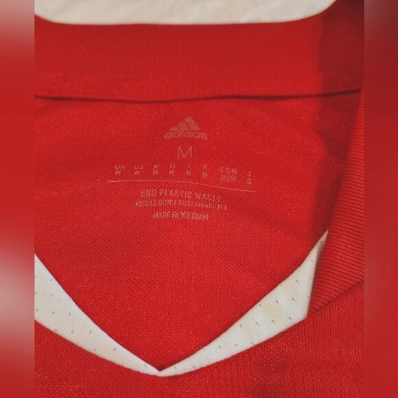 Adidas Men's Bold Red Soccer Jersey Sports Sz Medium - Picture 9 of 14